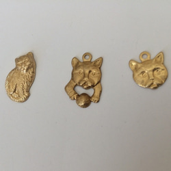 4pcs 真鍮製　猫顔チャーム　玉あそび 3枚目の画像