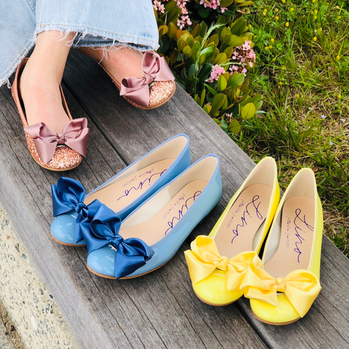 彩りバレエシューズ レモンイエロー♡リボン♪付け替え♪着せ替え