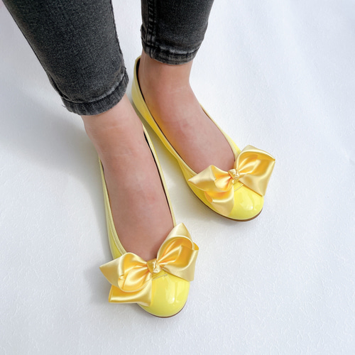 彩りバレエシューズ レモンイエロー♡リボン♪付け替え♪着せ替え