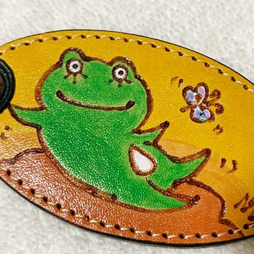 かえるのスプーン ＋ キーホルダー 革のかえるちゃんキーホルダー（おいでおいで。）KHEC-002