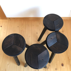 ※受注後制作《高さ49》【木の丸椅子】木製三脚スツール(鉄媒染) 3枚目の画像