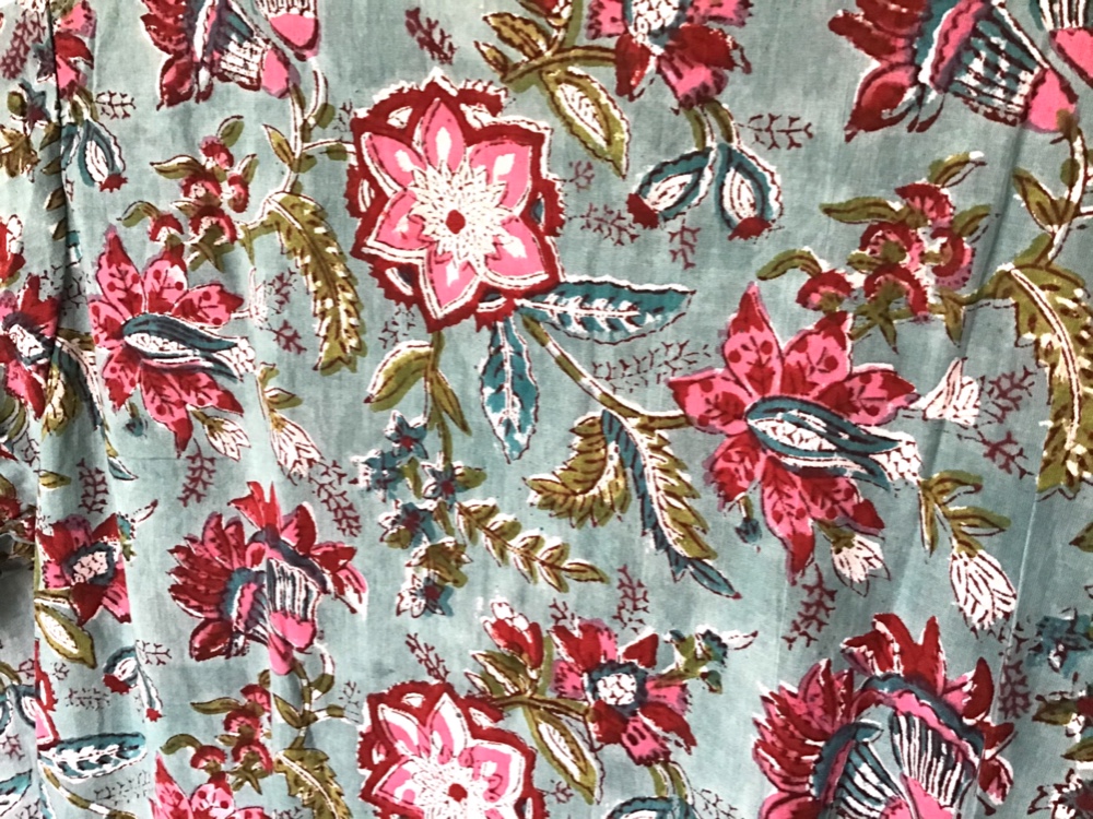 ブロックプリント クルタ襟 マキシ丈ワンピース 2