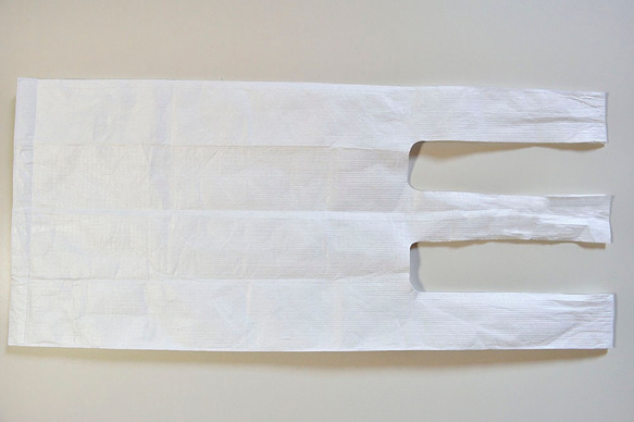 あの形のエコバッグ Mサイズ タイベック シンプル コンパクト 白 ビニール袋型 2枚目の画像