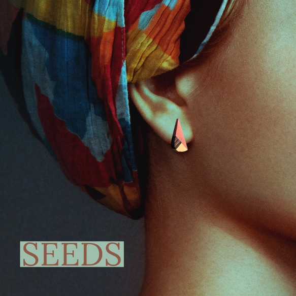 寄木のピアス 【seeds】 <pnk×yel×gry> 7枚目の画像