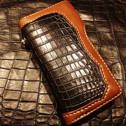 Gravy Leather スモール クロコダイル×栃木レザー スペシャル ウォレット ロープセット ワニ革 長財布 2枚目の画像