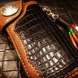 Gravy Leather スモール クロコダイル×栃木レザー スペシャル ウォレット ロープセット ワニ革 長財布 3枚目の画像