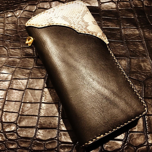 Gravy Leather ナチュラル パイソン×栃木レザー ライダース