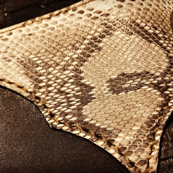 Gravy Leather ナチュラル パイソン×栃木レザー ライダース ロング ウォレット 蛇革 長財布 ハンドメイド 3枚目の画像
