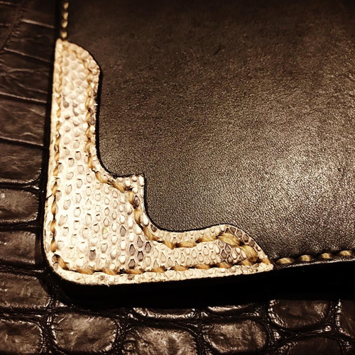 Gravy Leather ナチュラル パイソン×栃木レザー ライダース ロング