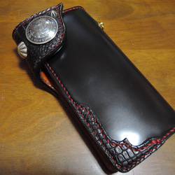 Gravy Leather ブラック パイソン×栃木レザー ライダース ロング