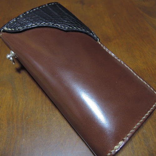Gravy Leather クロコダイル×栃木レザー バイカー ロング ウォレット