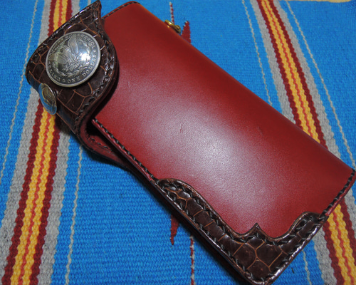 Gravy Leather クロコダイル×栃木レザー オイル バイカー ウォレット  