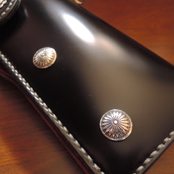 Gravy Leather 新喜皮革 コードバン 馬革 ライダース ウォレット 長財布 シルバー950 コンチョ 3枚目の画像