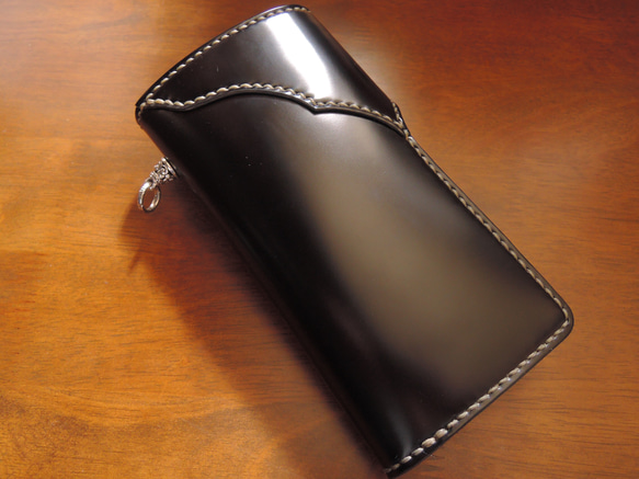 Gravy Leather 新喜皮革 コードバン 馬革 ライダース ウォレット 長財布 シルバー950 コンチョ 4枚目の画像