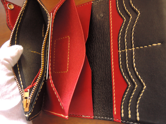 Gravy Leather 新喜皮革 コードバン 馬革 ライダース ウォレット 長財布 シルバー950 コンチョ 9枚目の画像