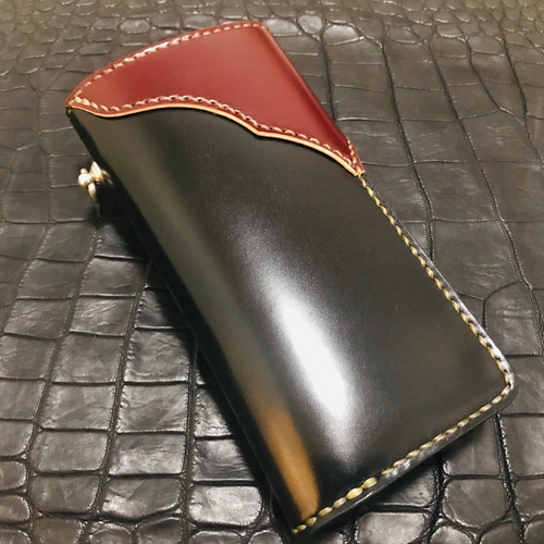 Gravy Leather 新喜皮革 コードバン×栃木レザー ライダース ウォレット ...