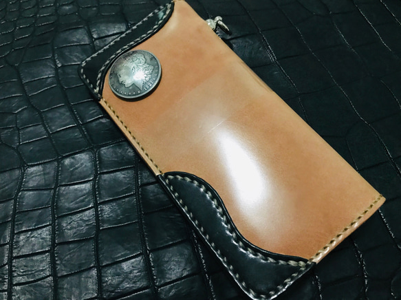 新品 新喜皮革 コードバン×栃木レザー ライダース ウォレット バイカー 馬革 Gravy Leather 新喜皮革 コードバン×栃木レザー バイカー