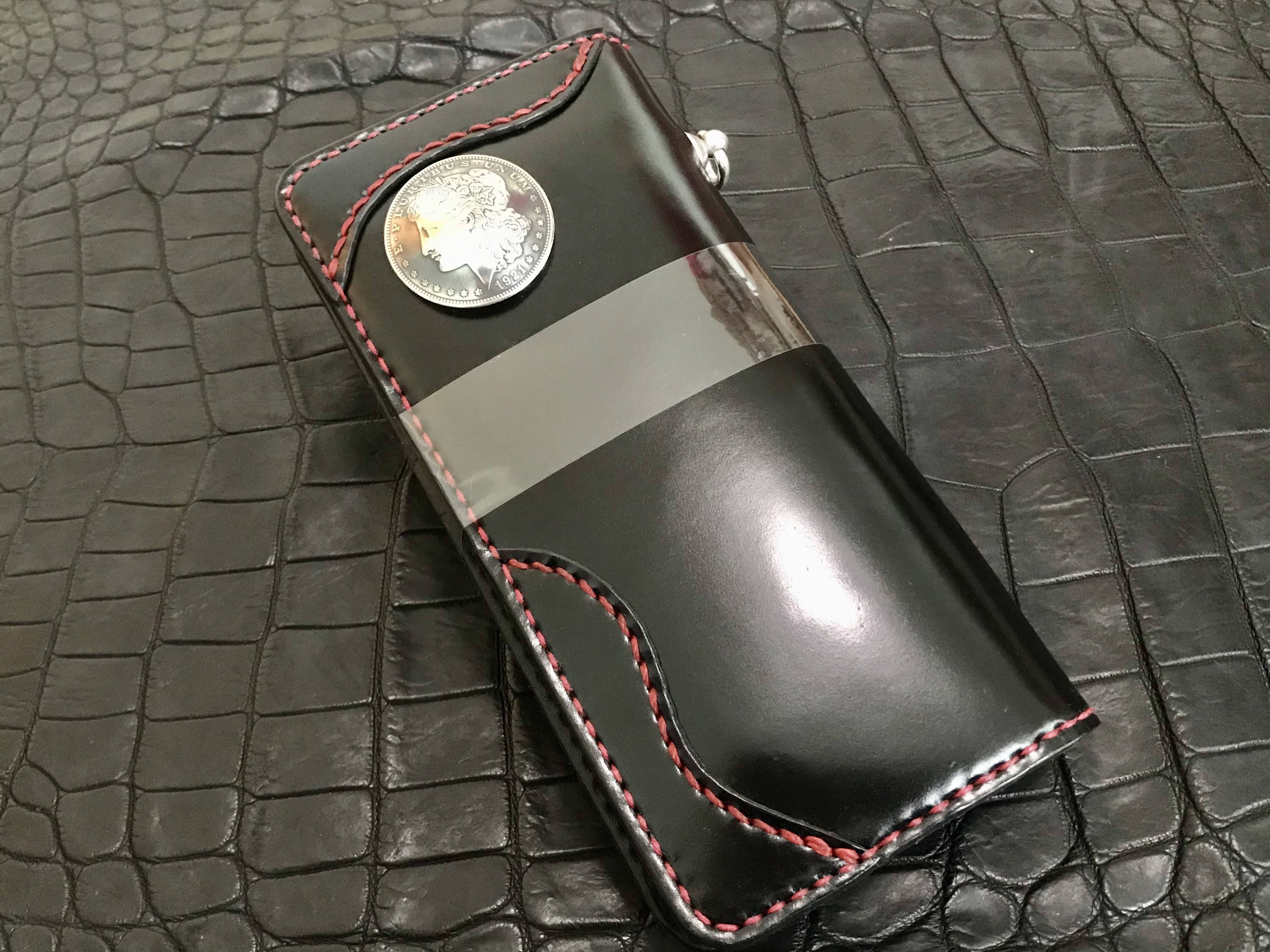 Gravy Leather 新喜皮革 コードバン×栃木レザー バイカー ウォレット ロング 馬革 長財布 レッド