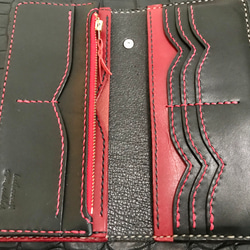 Gravy Leather 新喜皮革 コードバン×栃木レザー バイカー ウォレット ロング 馬革 長財布 レッド 5枚目の画像