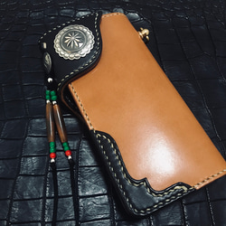 Gravy Leather 栃木レザー サドルレザー バイカー ウォレット インレイ