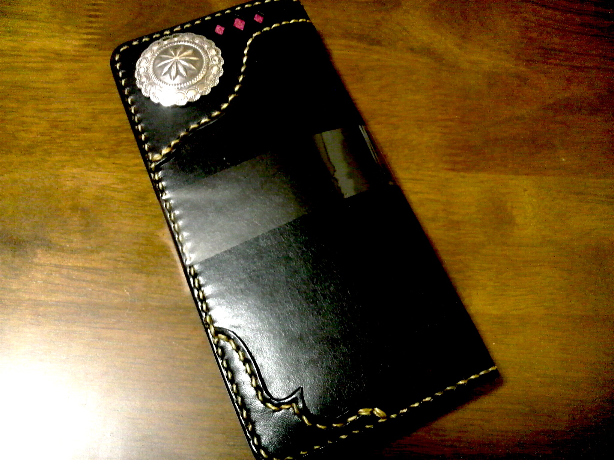 Gravy Leather 栃木レザー オイルレザー バイカー ウォレット ブラック スペシャル ダイヤ柄 インレイ