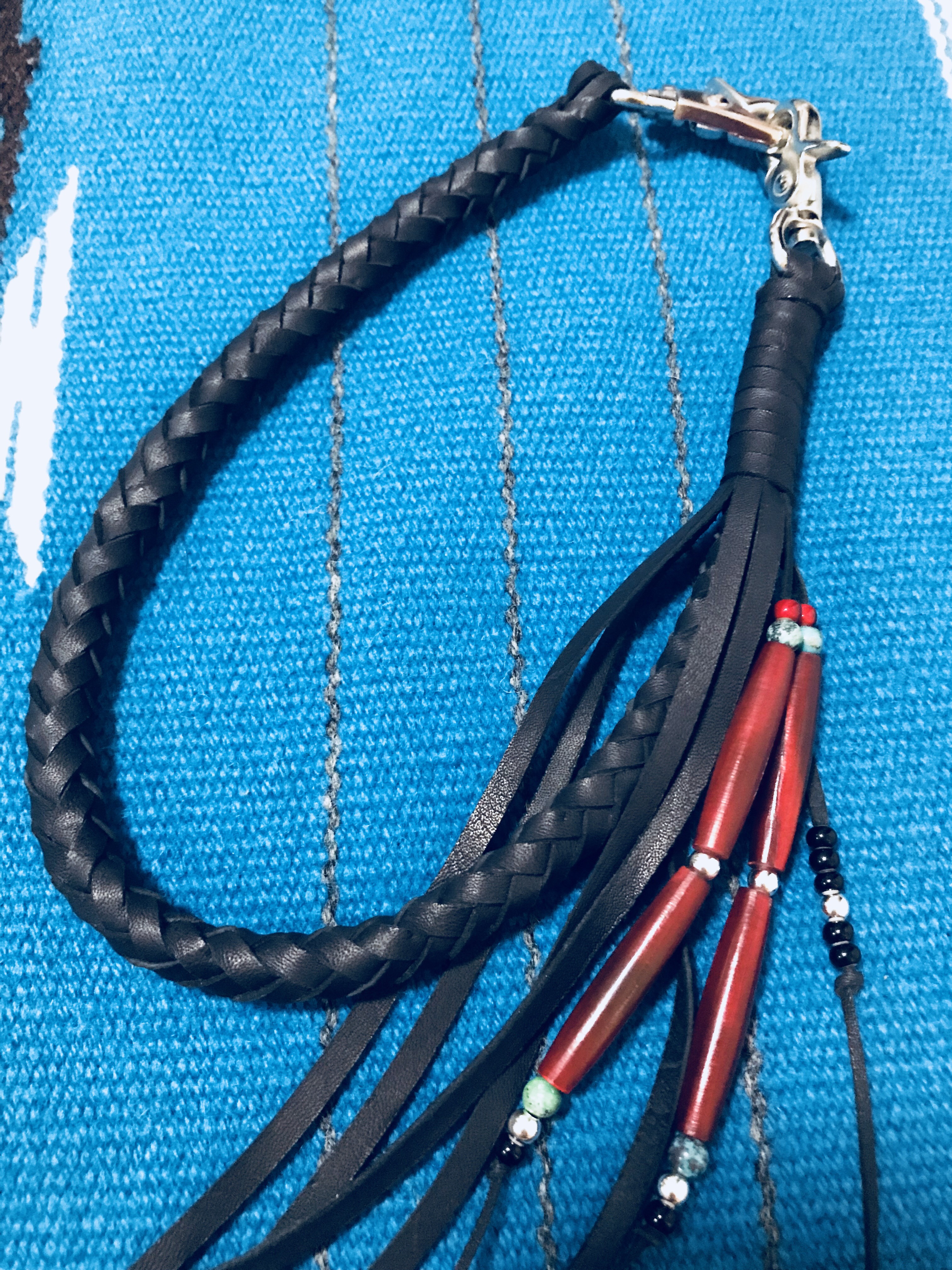 Gravy Leather カンガルーレース 8本編み ウォレット ロープ ネイティブ 天然ターコイズ ホワイトハーツ