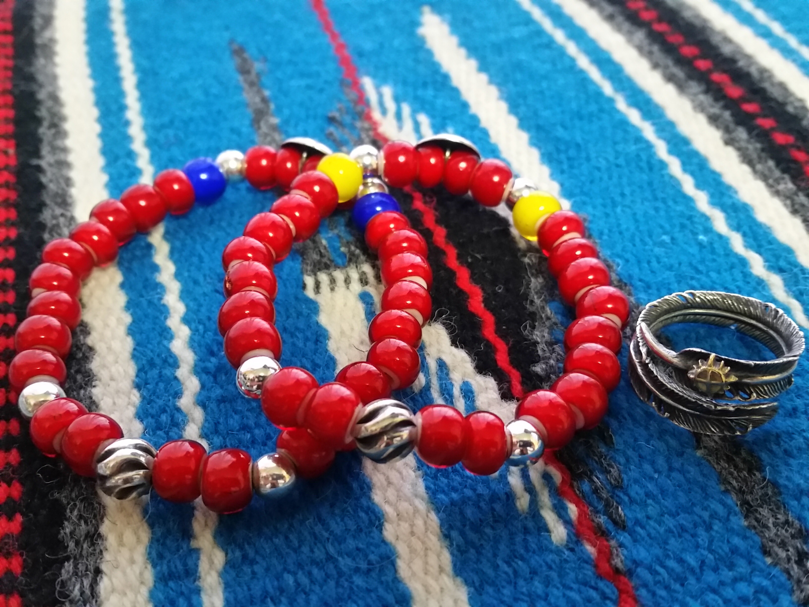 ホワイトハーツ ペア ブレスレット ネイティブ ハンドメイド インディアン ビーズ アクセサリー シルバー925 ブレス