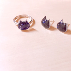 宇宙色の猫 ピアス/イヤリング 3枚目の画像