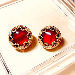 Vintage France RED ピアス/イヤリング 2枚目の画像