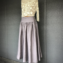 秋の新作 S リネン エプロンワンピース  garçonne look  《 grayish mauve》 4枚目の画像