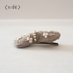 〈ヘアクリップ〉手刺繍ミニリボン #winter day 2枚目の画像