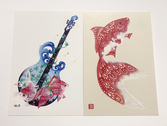 金魚ポストカード5種セット 2枚目の画像