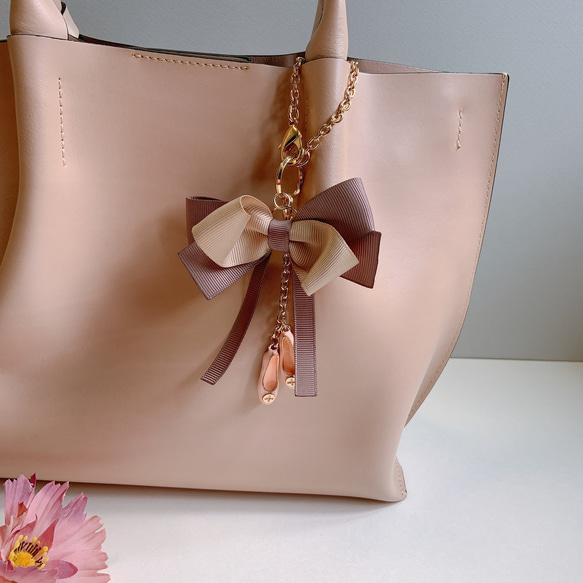 再々販]シューズチャームが大人可愛い2wayバッグチャーム☆ベージュ系