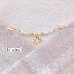 《オパールホワイト》SWAROVSKI FLOWERとROSEのストールクリップ/羽織留め 1枚目の画像