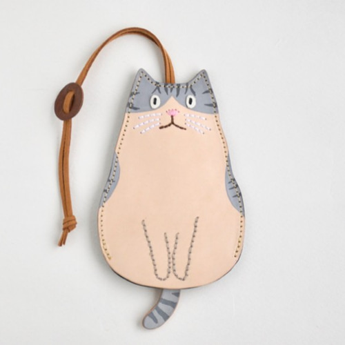 りりしずむ様オーダー品】猫のキーケース 大きなサイズ サバ白ねこ 