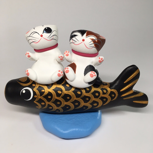 大猫　端午の節句 鯉のぼり ネコ　ねこ　ハンドメイド　手作り　縮緬　招き猫 大猫端午の節句 鯉のぼり ネコねこハンドメイド手作り縮緬招き猫