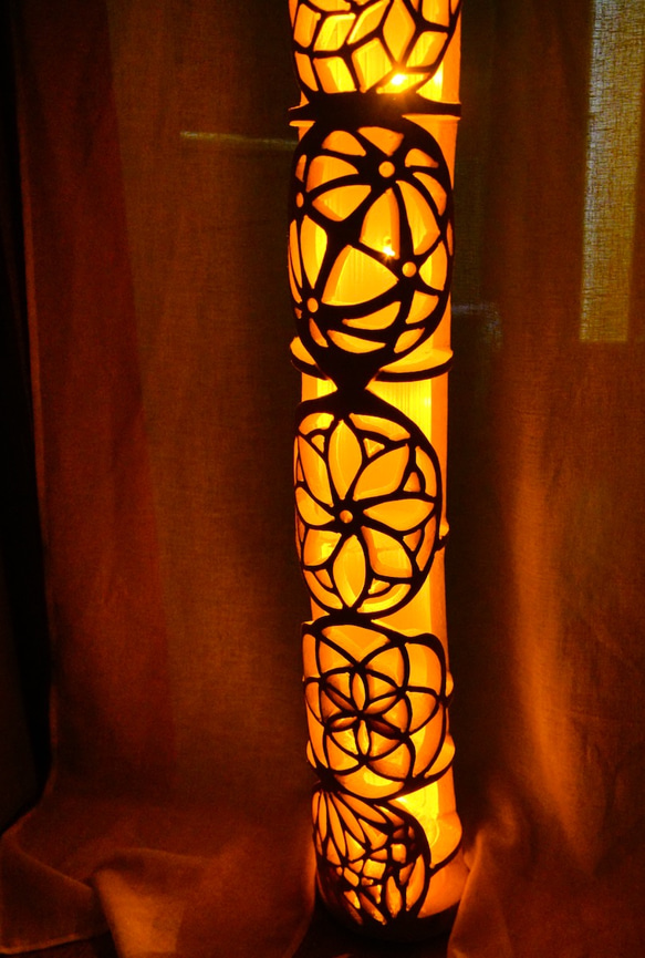 特大★竹灯籠　〜円和模様〜  幻想の灯り　★ 竹ランプ 特大☆竹灯籠 〜円和模様〜 幻想の灯り ☆ 竹ランプ スタンド