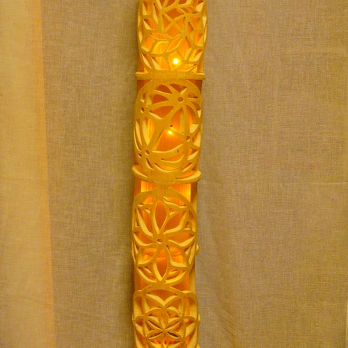 特大☆竹灯籠 〜円和模様〜 幻想の灯り ☆ 竹ランプ スタンド