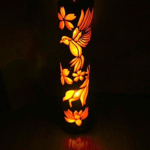 カラー 竹灯籠 〜鳥と花と鹿〜