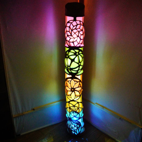 カラー　特大★竹灯籠　〜円和模様〜  幻想の灯り　★ 竹ランプ カラー 特大☆竹灯籠 〜円和模様〜 幻想の灯り ☆ 竹ランプ スタンド