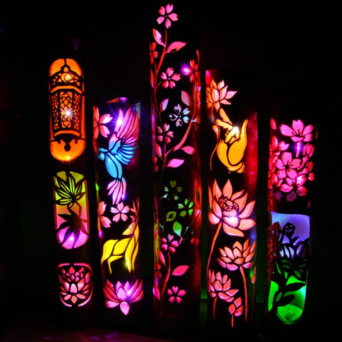 竹灯籠　和の心 竹灯籠 カラー 〜〜和の心〜〜 竹灯籠 和の心