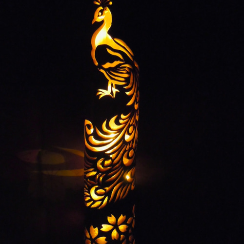 幻想の竹灯り　カラー彩シリーズ　〜〜孔雀〜〜　竹灯籠　極太孟宗竹 幻想の竹灯り カラー彩シリーズ ～～孔雀～～ 竹灯籠 極太孟宗竹