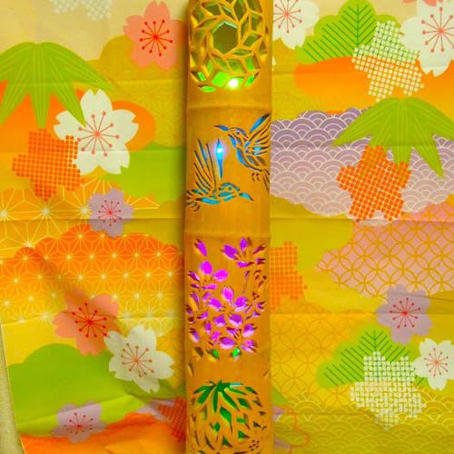 竹灯り　カラー彩シリーズ　〜〜桜と和〜　竹灯籠　極太孟宗竹 竹灯り カラー彩シリーズ 〜〜桜と和〜 竹灯籠 極太孟宗竹