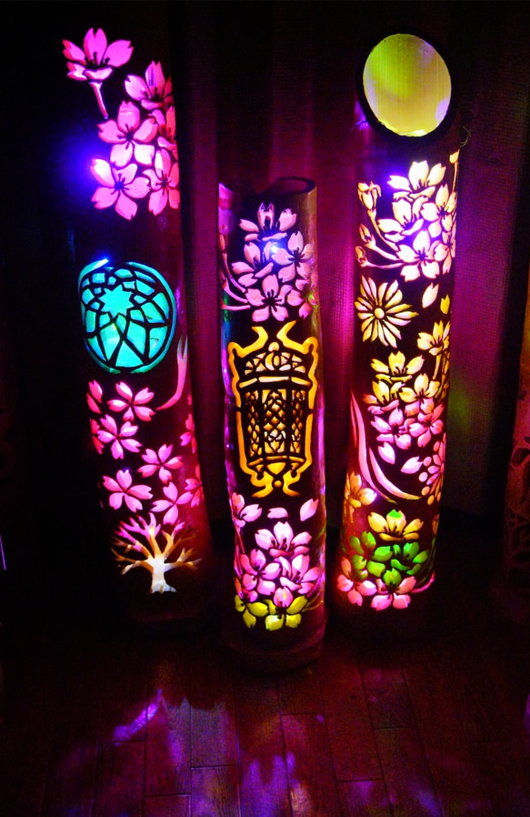 竹灯り　彩シリーズ　〜森〜　竹灯籠　孟宗竹 スタンドライト・テーブルランプ K1271212484(9750円)