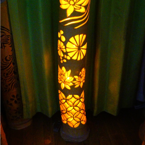 竹灯り 〜蓮の池〜 竹灯籠 極太孟宗竹 スタンドライト・テーブルランプ