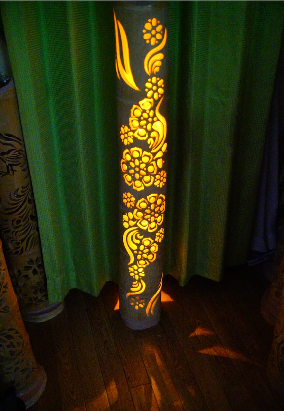 ☆予約品☆竹灯り 〜花模様〜 竹灯籠 孟宗竹 スタンドライト