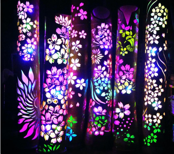 竹灯籠　〜彩シリーズ〜　春の野 竹灯籠　 彩シリーズ