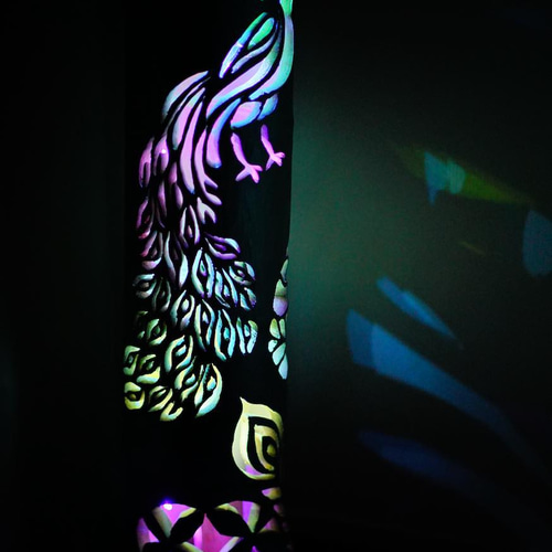 竹灯籠 シルバー 〜〜孔雀〜〜 揺らぎ炎の灯り コンセント・電池式両方可