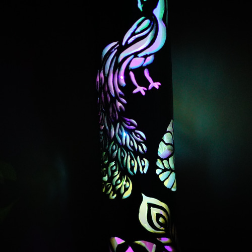 竹灯籠 シルバー 〜〜孔雀〜〜 揺らぎ炎の灯り コンセント・電池式両方