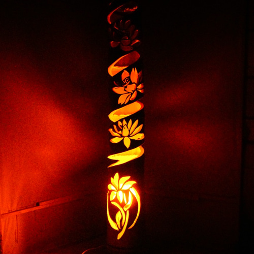 竹灯籠 〜〜蓮螺旋〜〜 コンセント・電池式両方可 スタンドライト